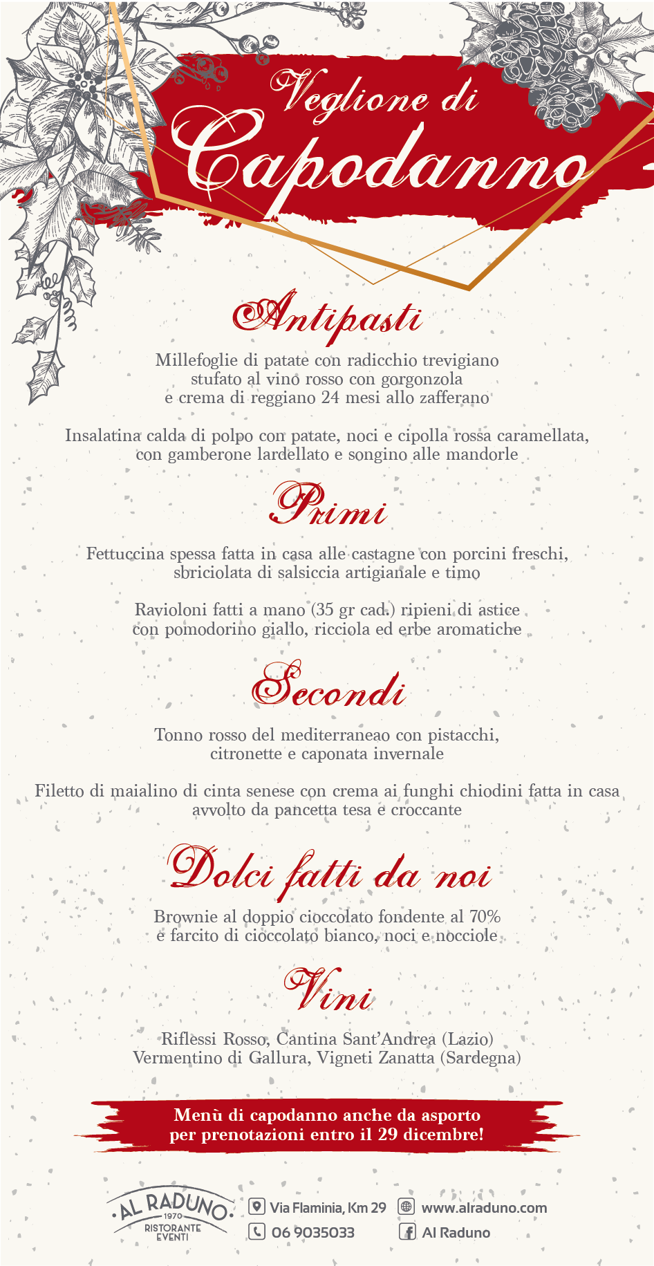 Menu Di Natale Da Asporto.Al Raduno Ristorante A Roma Nord Menu Di Capodanno